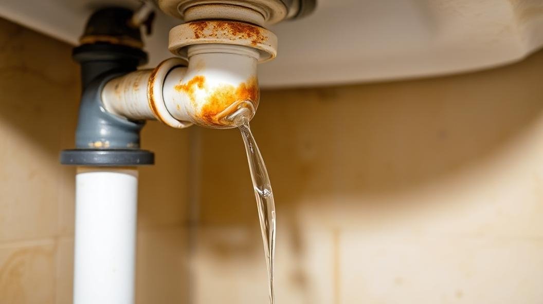 A leak underneath a sink.