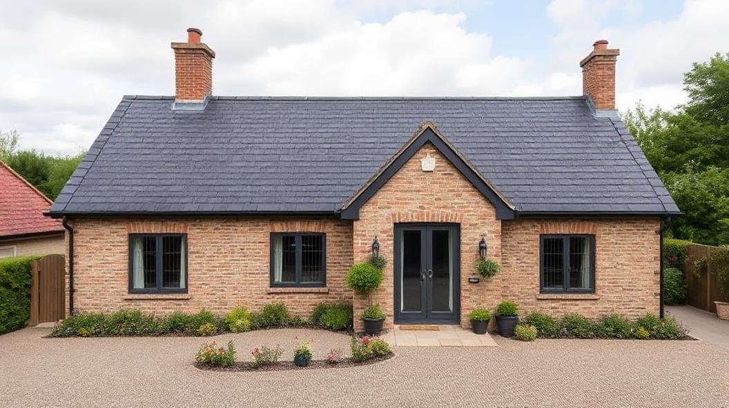 A bungalow with a first class roof.