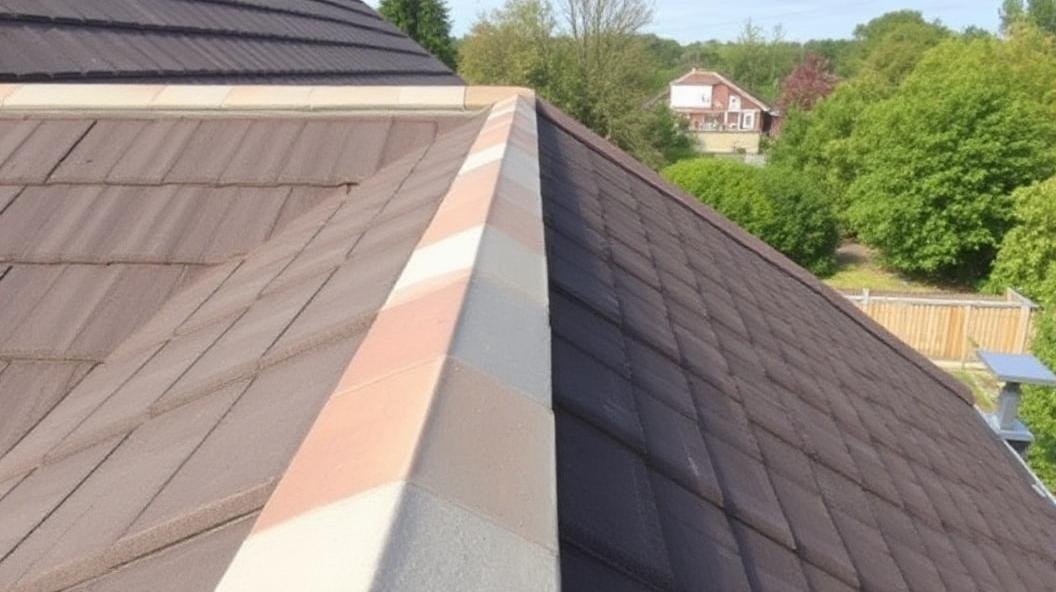 New ridgetiles on a roof.